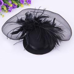 Foto sombrero adorno horquilla fascinator pluma organza clip velo pelo cabe