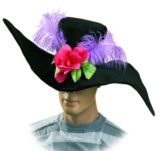 Foto Sombrero Dama Flor y Pluma Negra