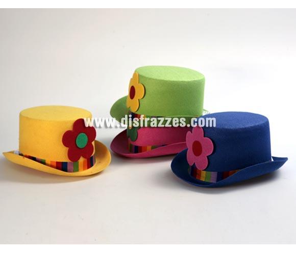 Foto Sombrero de Copa flores fieltro 4 colores surtidos