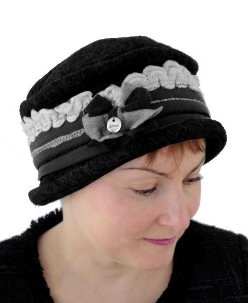 Foto Sombrero de fieltro con cinta de terciopelo Negro