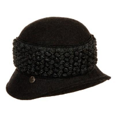 Foto Sombrero de fieltro con rizos - Negro