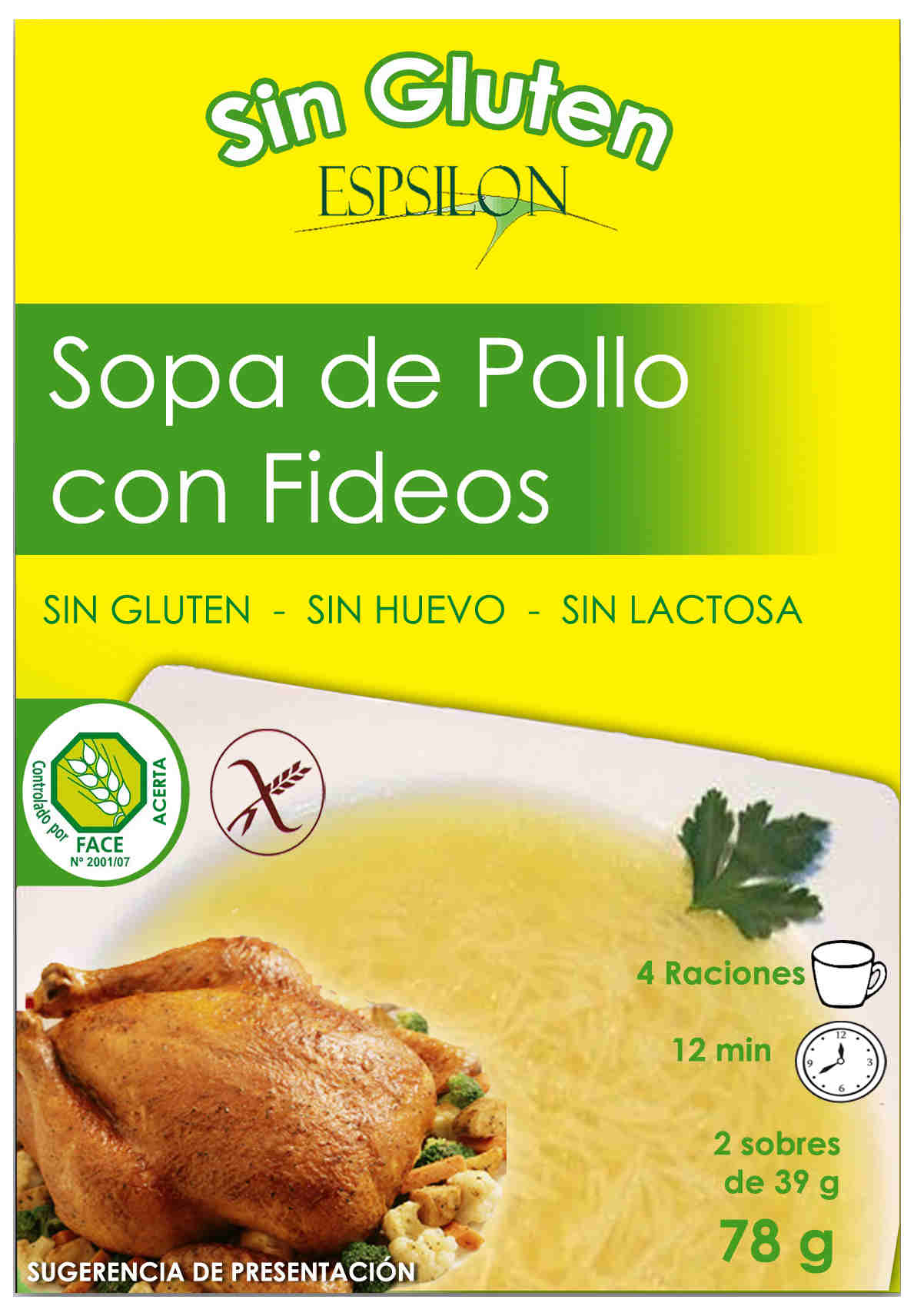 Foto Sopa de Pollo con Fideos Sin Guten, Sin Lactosa, Sin Huevo