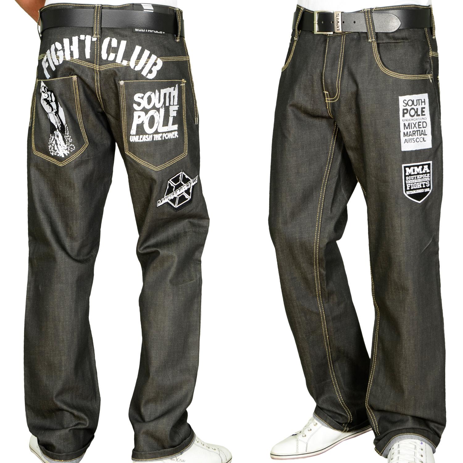 Foto Southpole Raw Kobe Keylook Hombres Loose Fit Jeans Negro