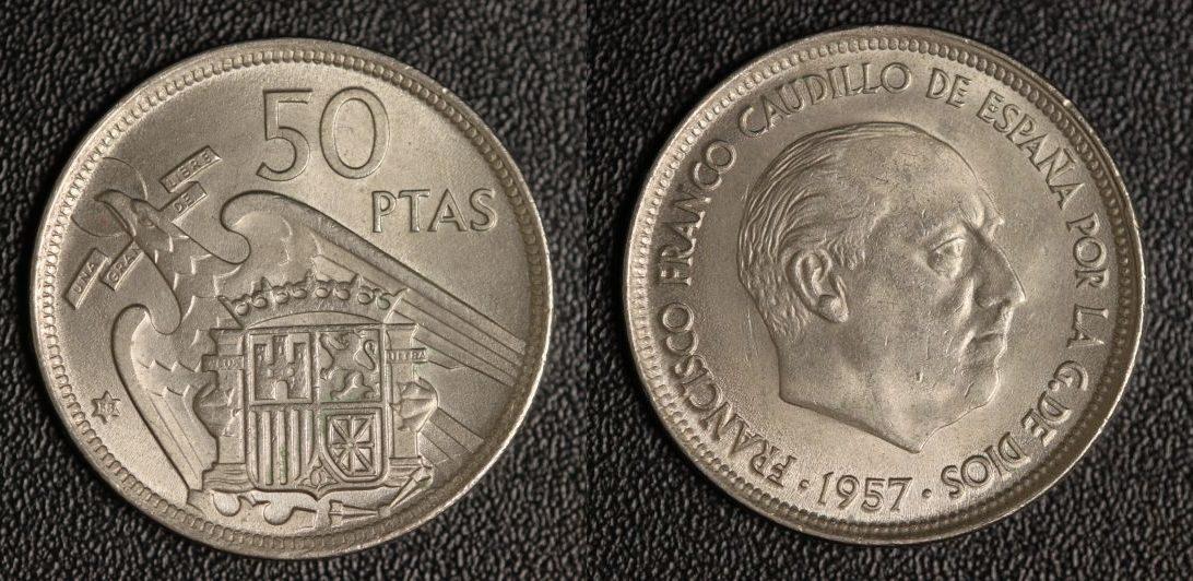 Foto Spanien 5 Pesetas 1957(58)
