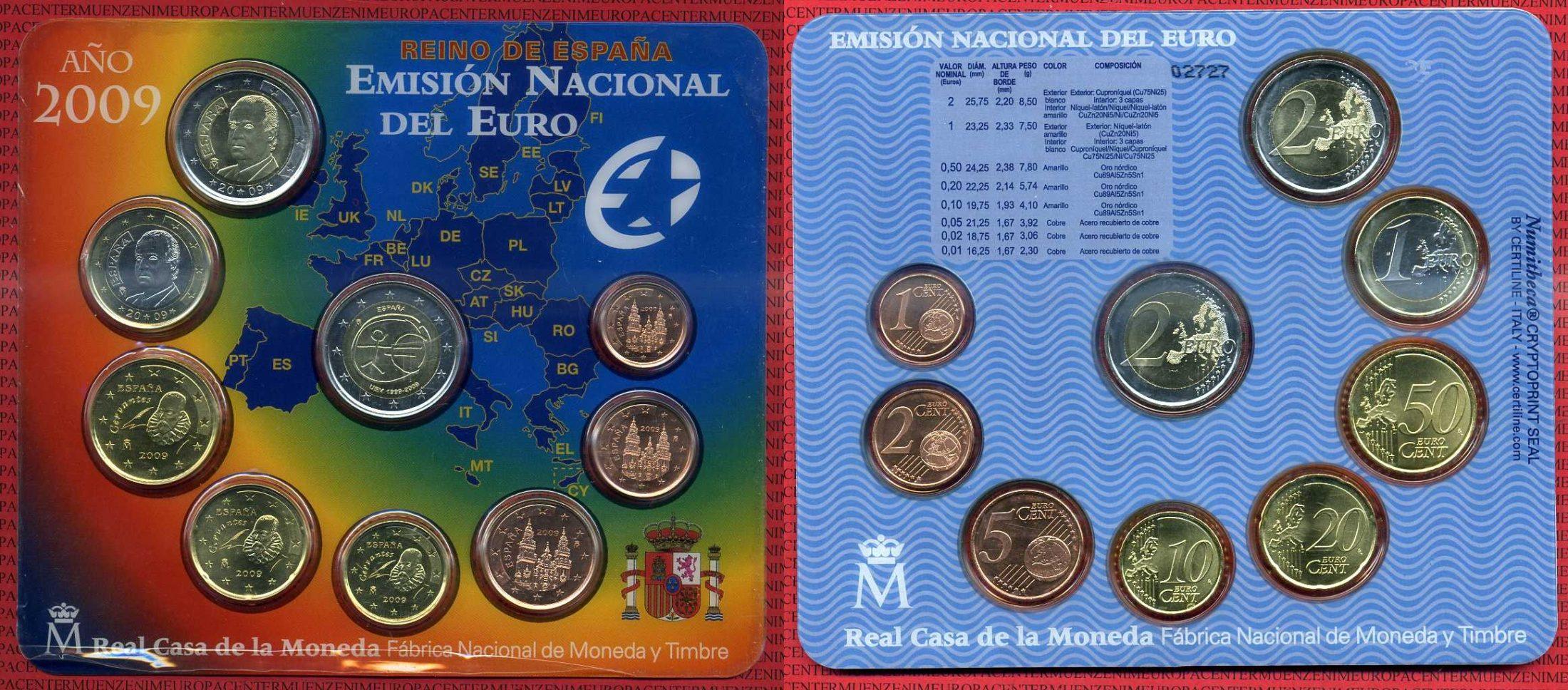 Foto Spanien Euro Kursmünzensatz Offiziell, 5,88 Euro 2009