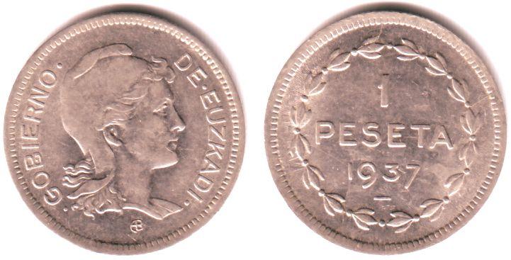 Foto Spanien/ Euzkadia 1 Peseta 1937