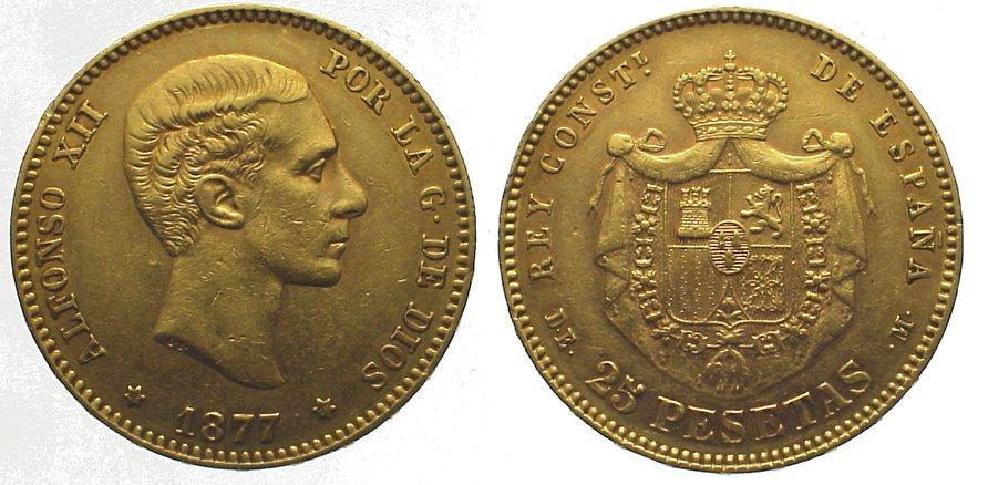 Foto Spanien-Königreich 25 Pesetas Gold 1877