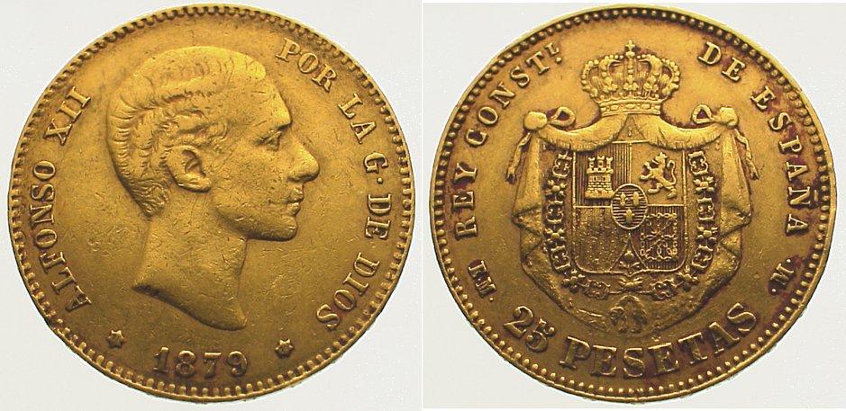 Foto Spanien-Königreich 25 Pesetas Gold 1879