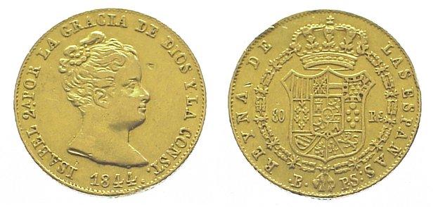Foto Spanien-Königreich 80 Reales Gold 1845 B
