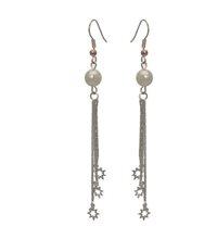 Foto Starburst silver pearl pendientes gancho