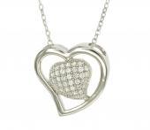 Foto Sterling Silver & Cubic Zirconia Heart Pendant Necklace