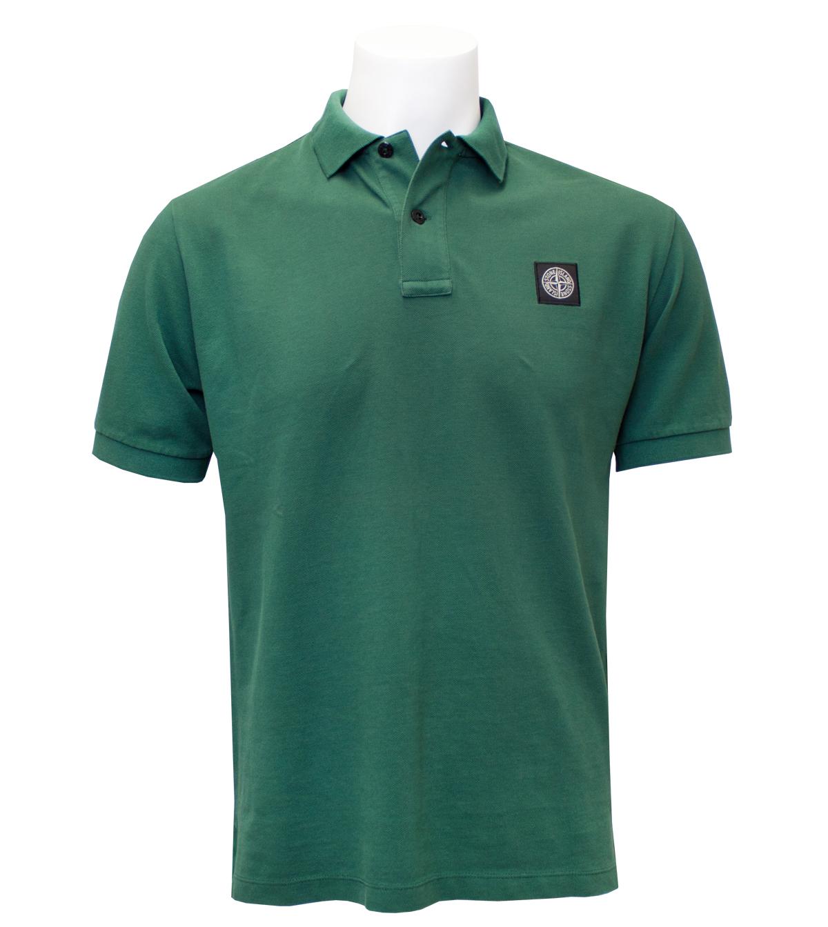 Foto Stone Island Green Regular Fit Cotton Pique Polo Shirt-M