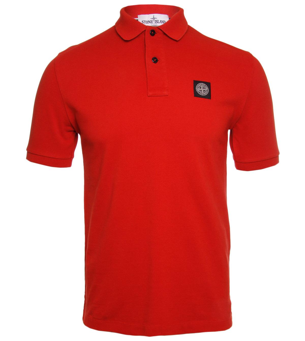 Foto Stone Island Red Regular Fit Cotton Polo Shirt-XL