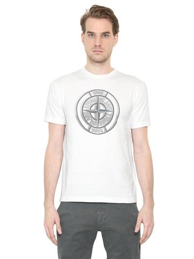 Foto stone island t-shirt con logo hypercolor de algodón jersey