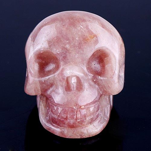 Foto Strawberry Quartz Gemstone/Stone Carved Skull CRS014