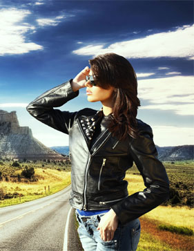 Foto Stunner Metallic Biker Black Women’s Leather Jacket