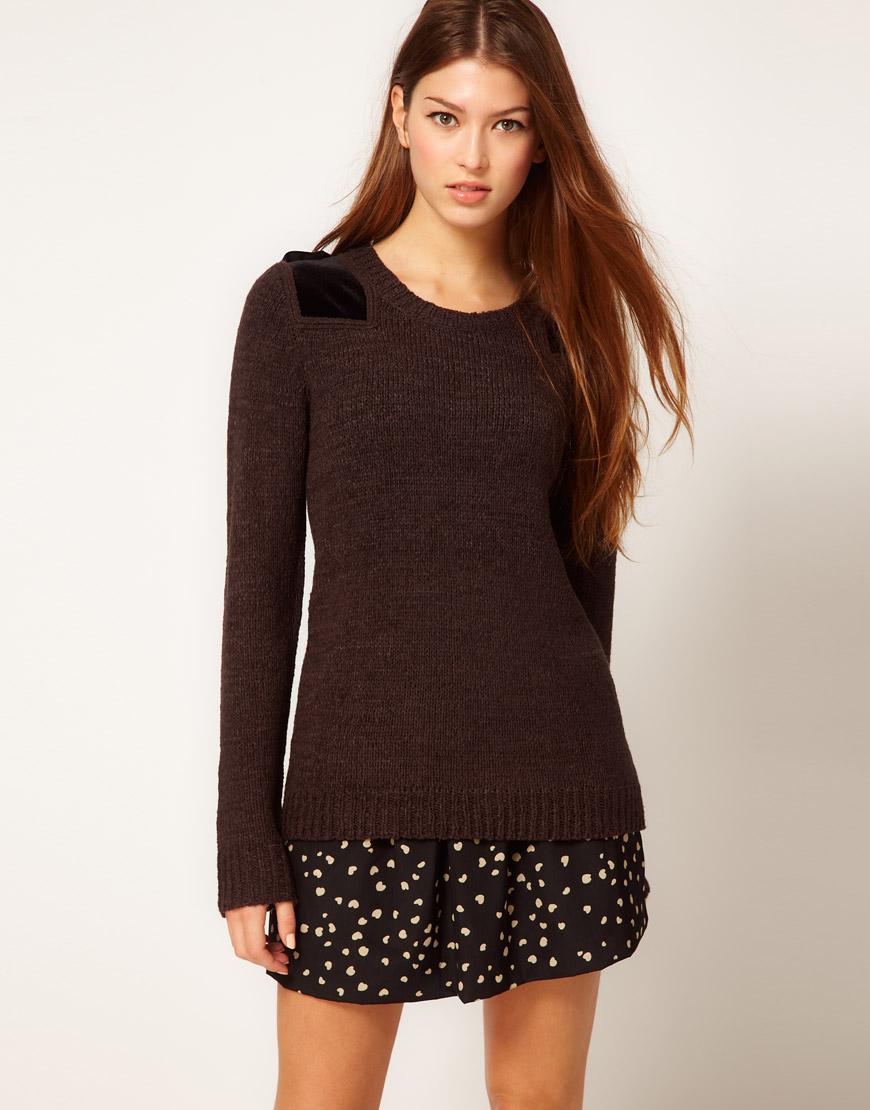 Foto Suéter con parches de terciopelo en los hombros de See U Soon Dark...