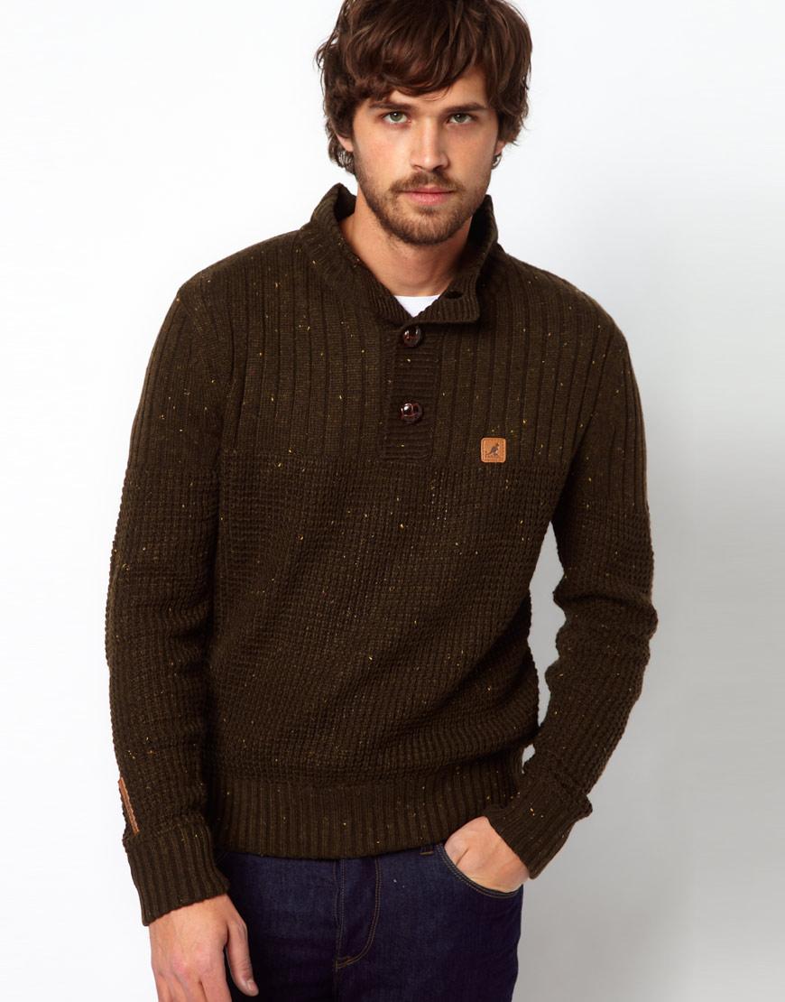 Foto Suéter grueso de Kangol Verde oliva