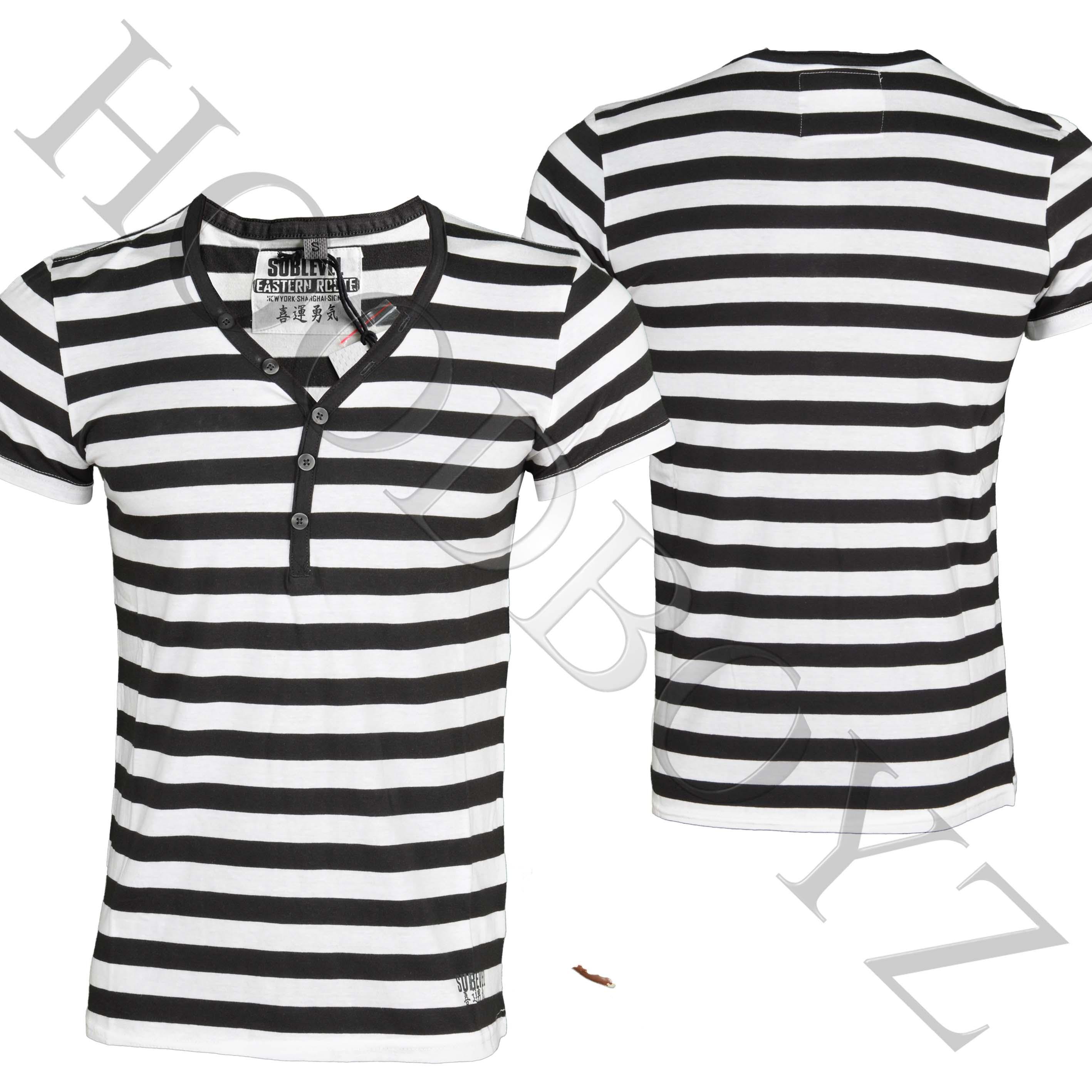 Foto Sublevel Marine Stripe T-shirt Blanco Negro