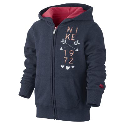 Foto Sudadera con capucha y cremallera completa Nike YA76 French Terry - Chicas pequeñas (3 a 8 años) - Azul - XS