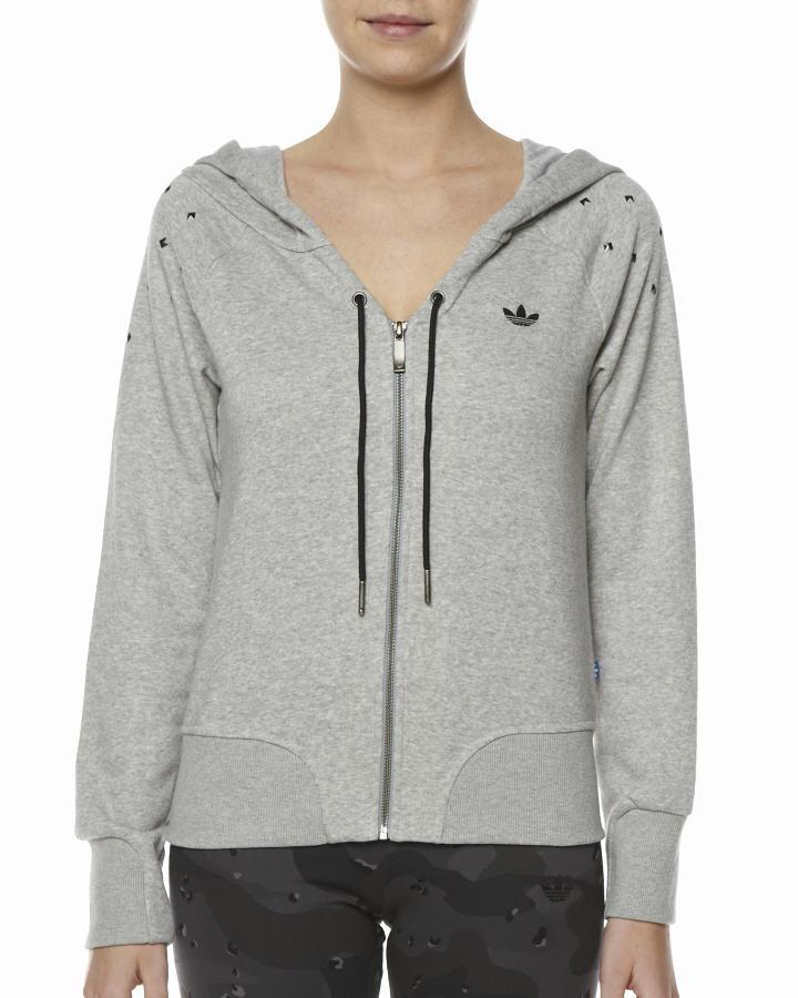 Foto Sudadera Con Capucha Y Cremallera De Adidas, Con Tachuelas - Grey