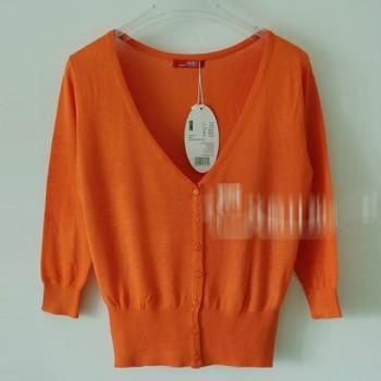 Foto sueter jersey chaqueta punto manga 3/4 naranja verano
