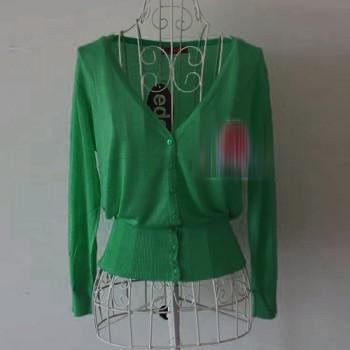 Foto sueter jersey chaqueta rebeca punto manga 3/4 verde verano