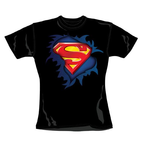 Foto Superman Camiseta Chica Torn Logo Talla S