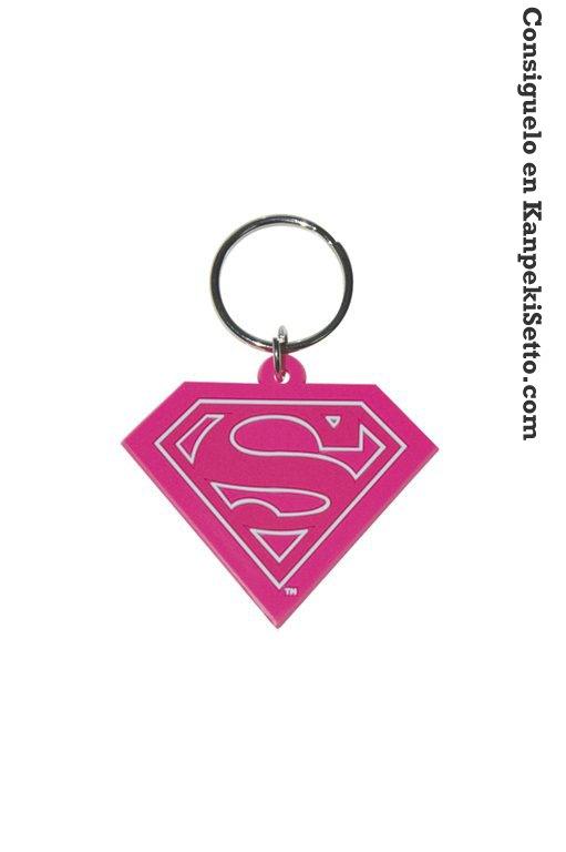 Foto Superman llavero pvc logo rosa