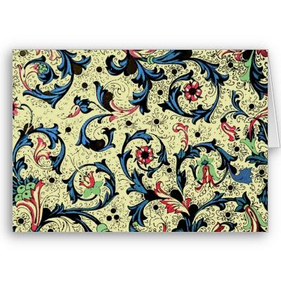 Foto Tarjeta de nota floral del renacimiento florentino