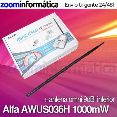 Foto Tarjeta Wifi Alfa Awus036h 1000mw Omni 9db 8187l Antena Usb Regalo Original 8187