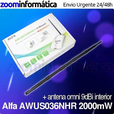 Foto tarjeta wifi alfa awus036nhr 2000mw omni 9db 8188ru antena usb regalo original