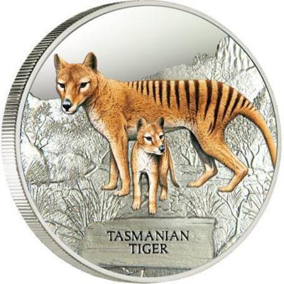 Foto Tasmanian Tiger Extinct Tuvalu 2011 Silver Proof Coin