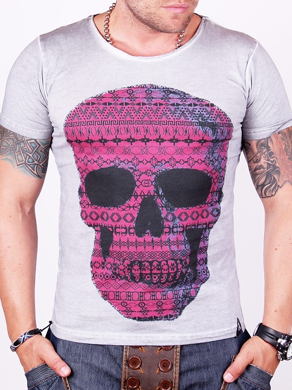 Foto Tattooed Skull Camiseta – Gris - M