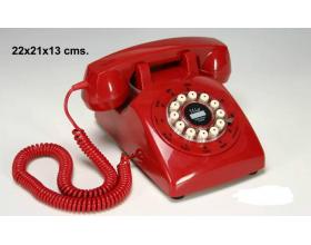 Foto teléfono antiguo rojo sobremesa