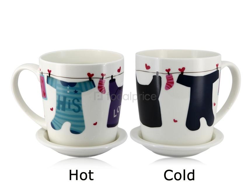 Foto Tela Line Design Color de porcelana Taza cambiante con la música