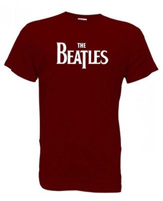 Foto The Beatles Logo Camiseta Granate Vinotinto Hombre Talla S - 2xl T Shirt Maroon