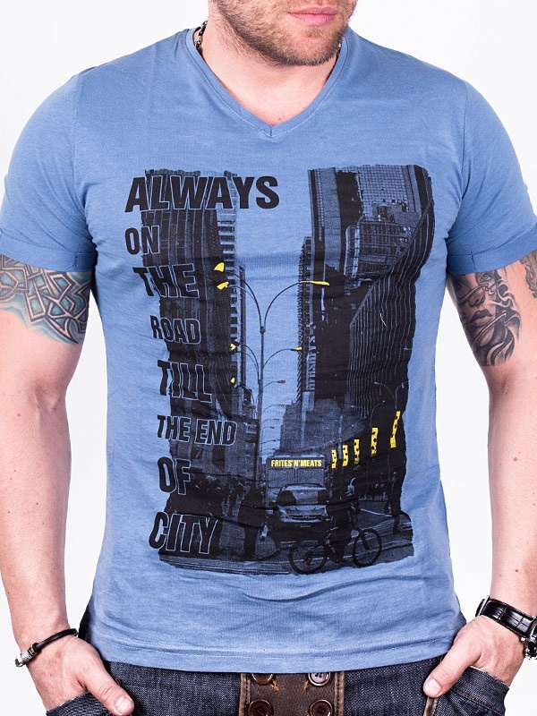 Foto The End Of City Escote en V Camiseta – Azul - S