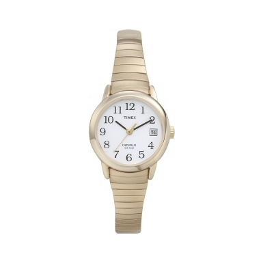 Foto Timex Ladies White Dial Gold Expanding Band Watch Model Number:T2H351