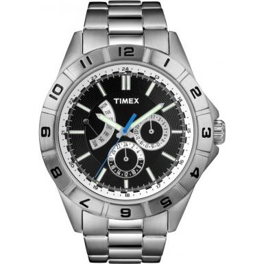 Foto Timex Mens Style Retrograde Black All Steel Watch Model Number:T2N516