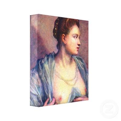 Foto Tintoretto - retrato de una mujer con los pechos d Lona Envuelta...