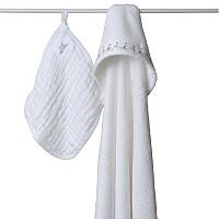 Foto Toalla de muselina + guante de baño - blanco - ropa aden + anais