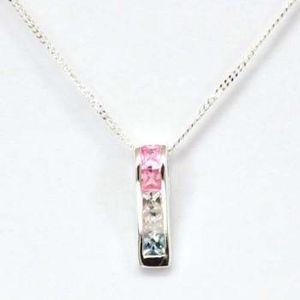 Foto TOC Beadz Sterling Silver Pink, Clear Blue Cubic Zirconia Pendant ...