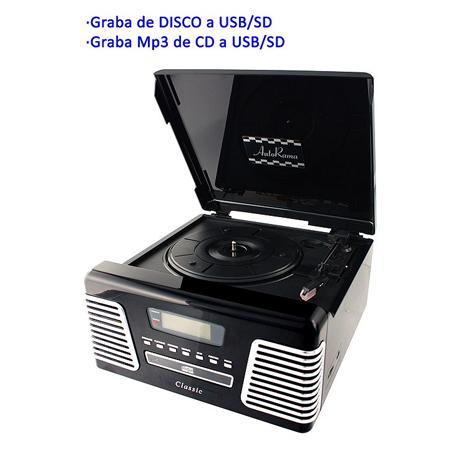 Foto Tocadiscos Nostalgia con radio, CD, MP3, USB, lector SD tipo Crosley 7001.0681