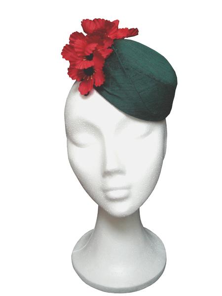 Foto Tocado-casquete de seda salvaje con amapolas