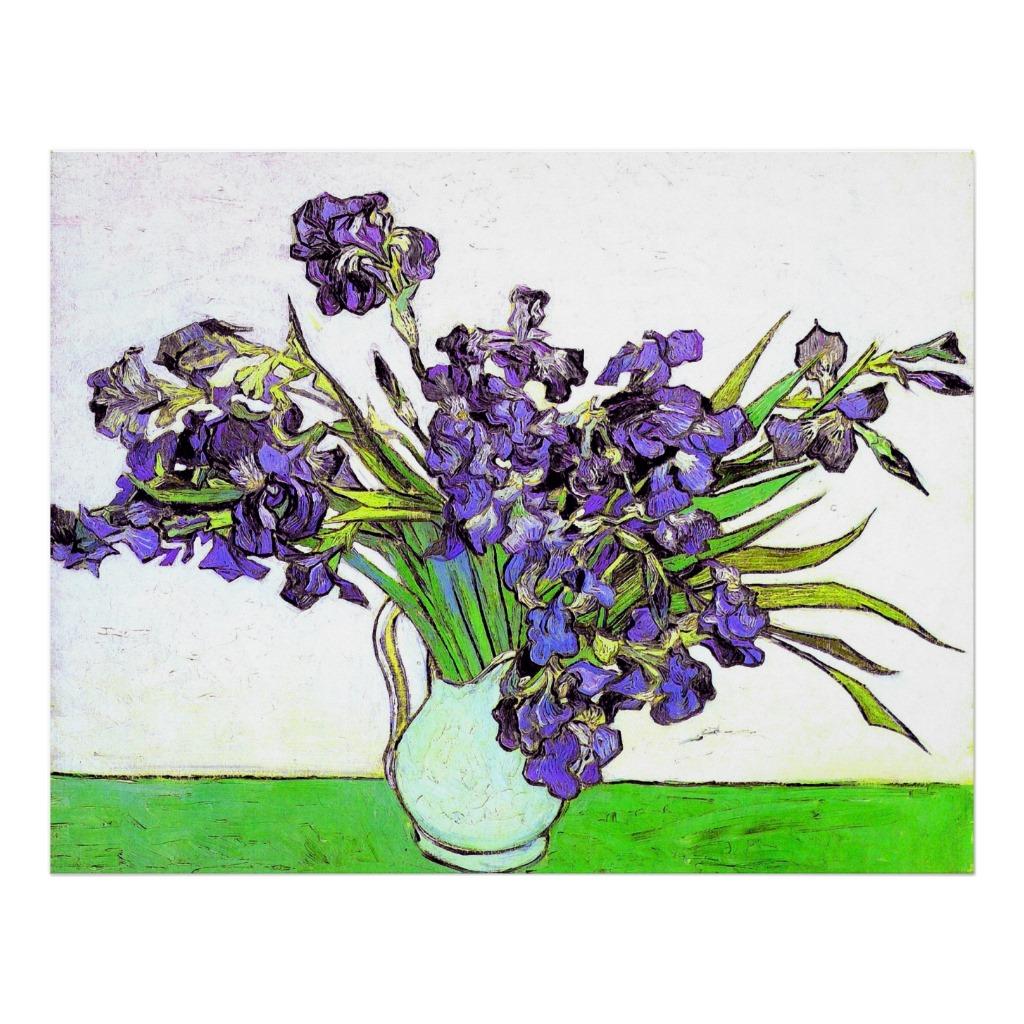 Foto Todavía de Van Gogh florero de la vida, iris viole Poster