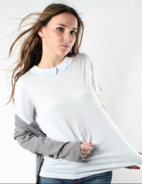 Foto Top azul con cuello bobo