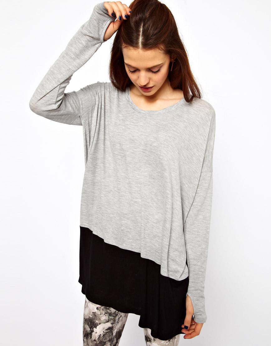 Foto Top de punto colour block de Just Female Gris/negro