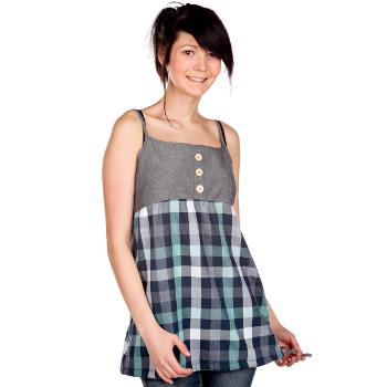Foto Top Iriedaily Plaid Balloon Top Women - bluegrey