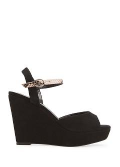 Foto Touch - Sandalias Cuña Tira Serpiente negro MANGO